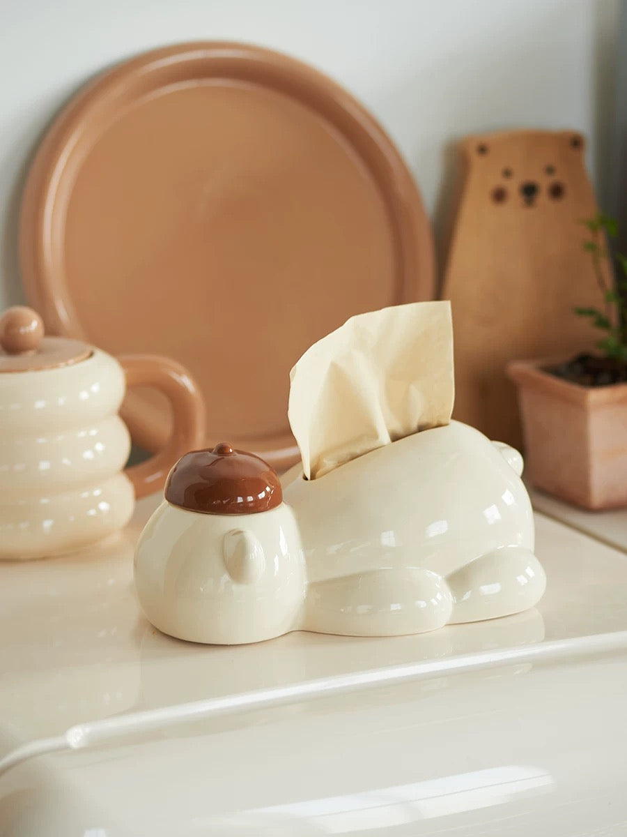 Adorable Bear Restaurant Tissue Box-white