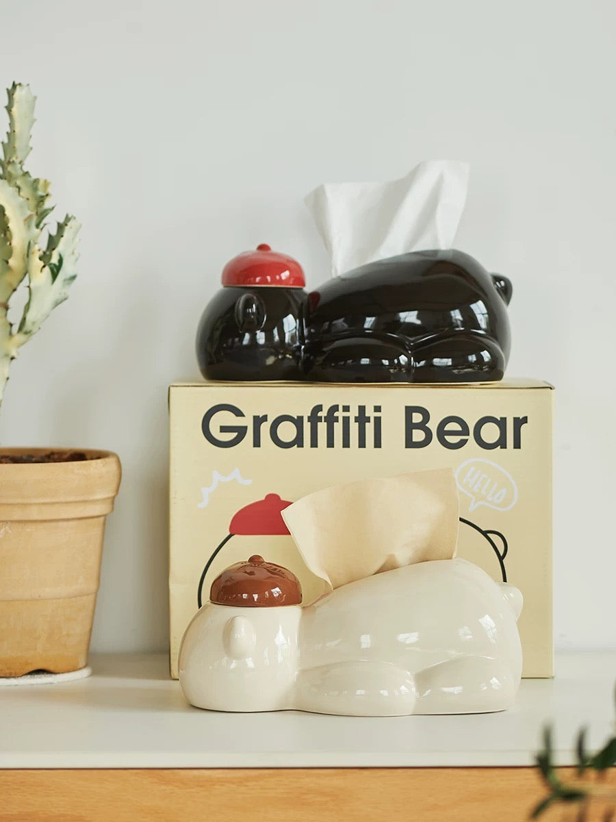 Adorable Bear Restaurant Tissue Box-white