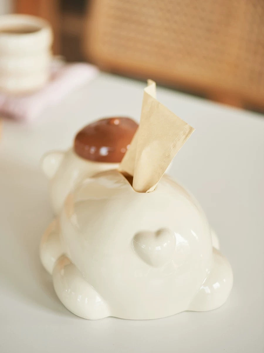 Adorable Bear Restaurant Tissue Box-white